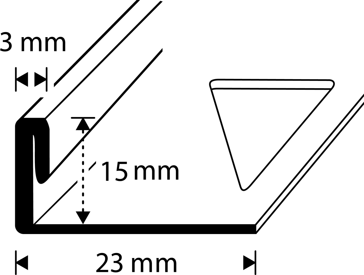 Pääte- ja suojalista 15mm 2,5m rst e 150