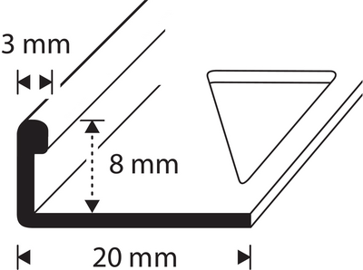 Pääte- ja suojalista 8mm 2,5m rst e 80