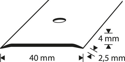 Saumalista 40mm musta-anodisoitu sileä rei’itetty 2000mm