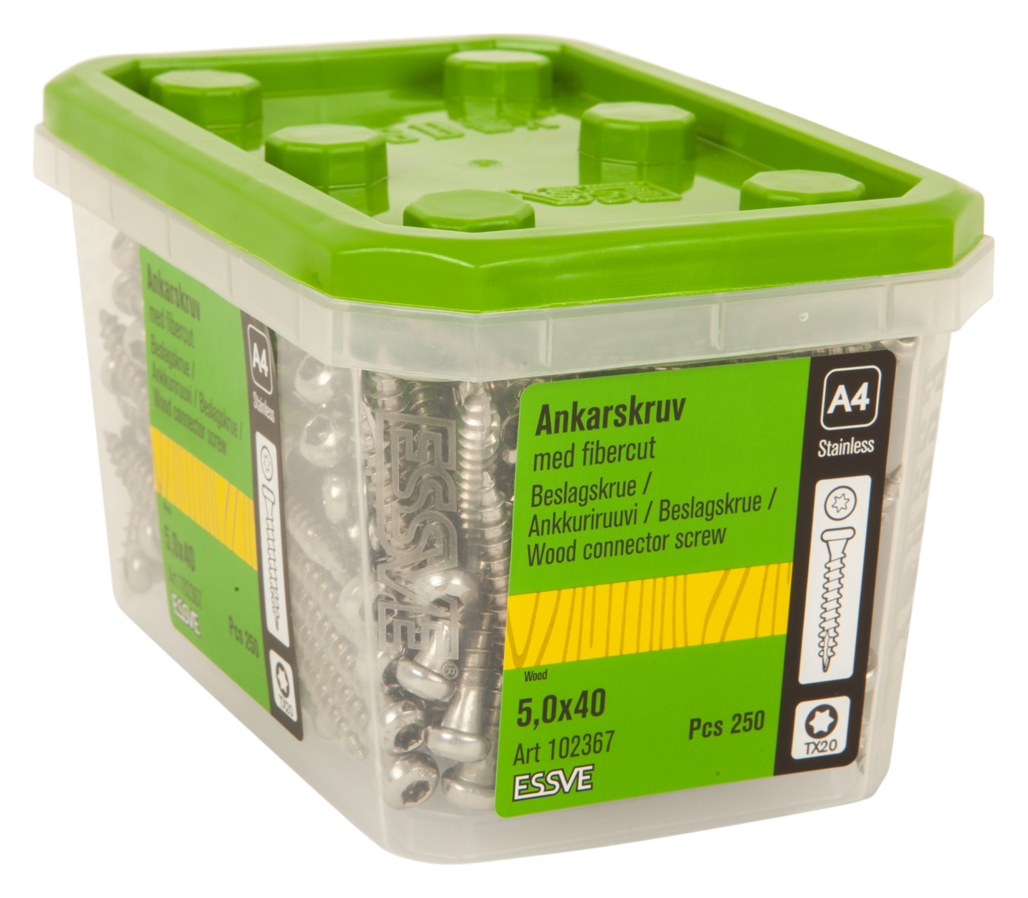 ANKARSKRUV FIBERCUT A4 TX20 5,0X40 250ST