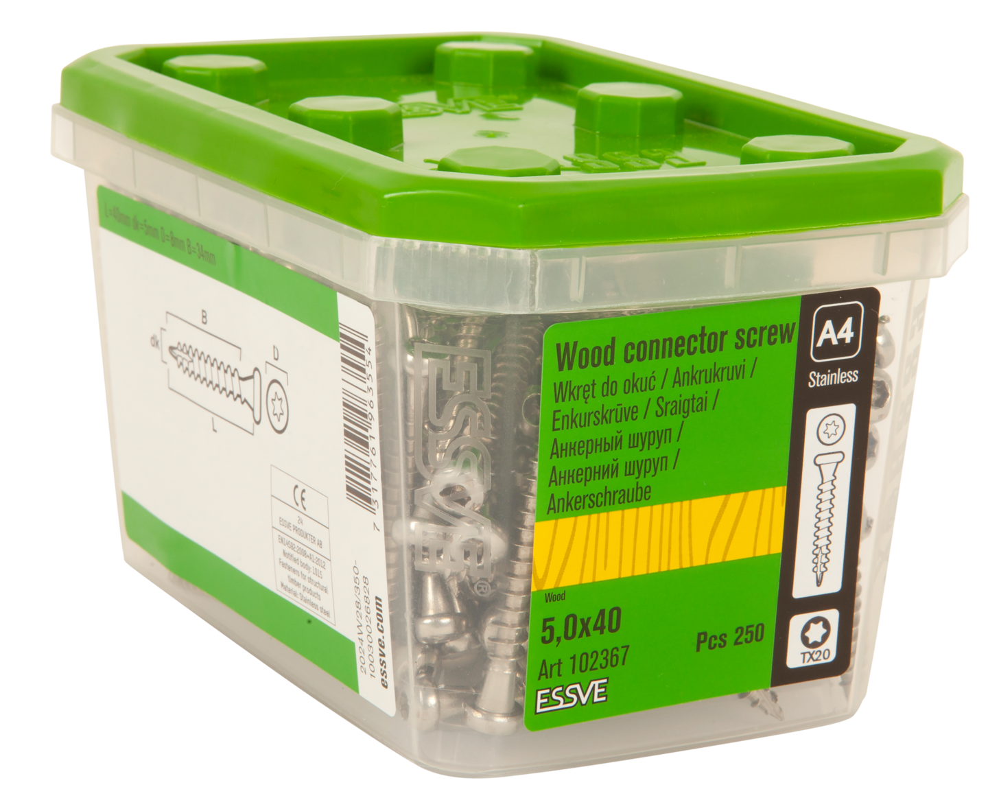 ANKARSKRUV FIBERCUT A4 TX20 5,0X40 250ST