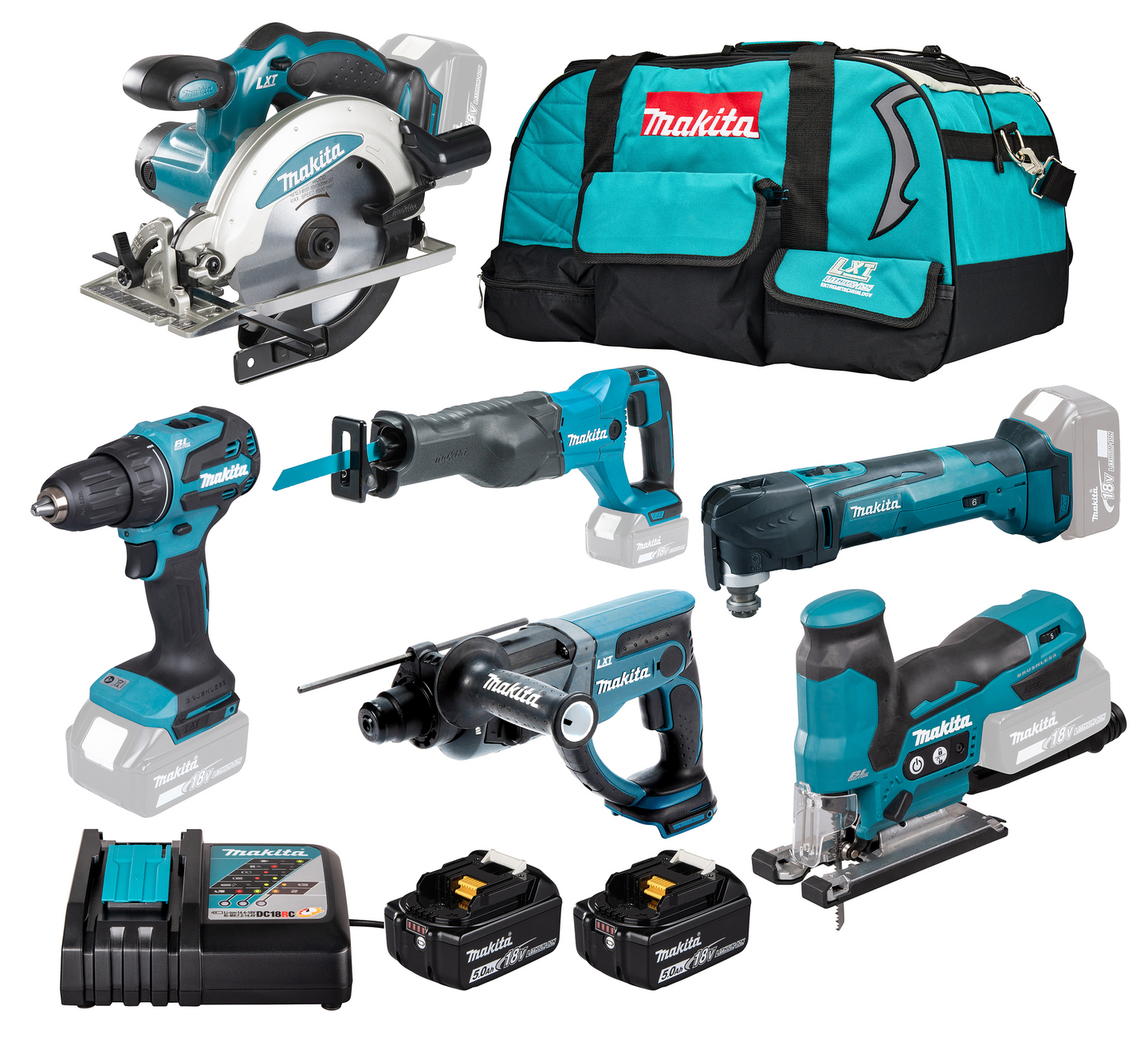 Akkukonesarja Makita DLX6134TX1 18V LXT 2x5,0Ah