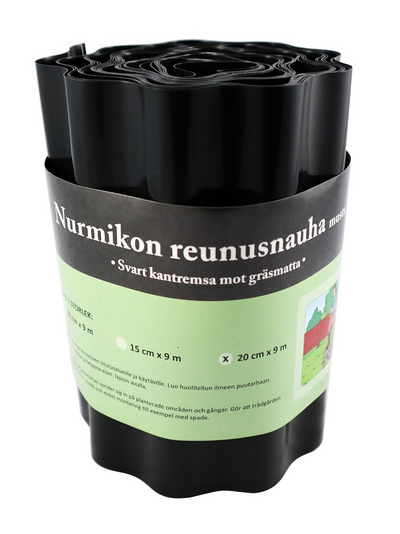 Nurmikonreunusnauha 20 cm x 9 m musta