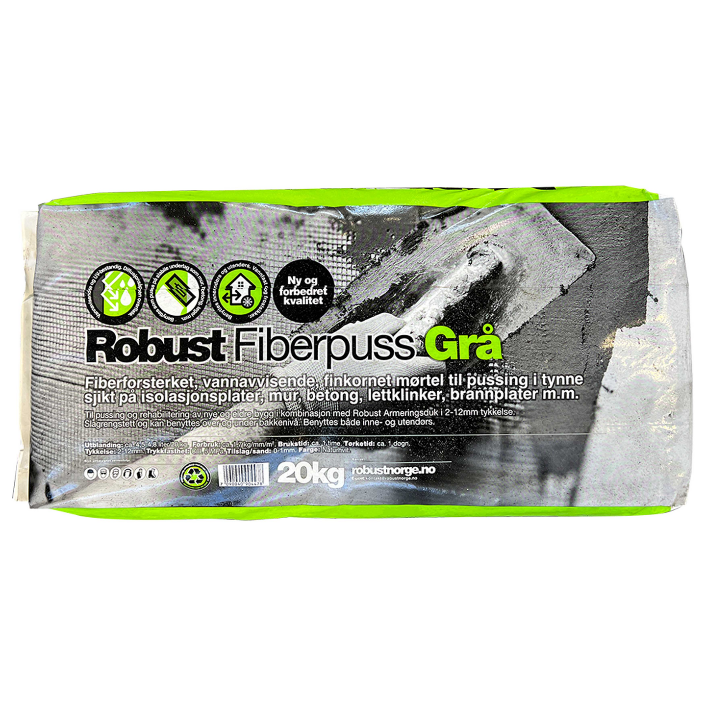 ROBUST FIBERPUSS GRÅ 20KG