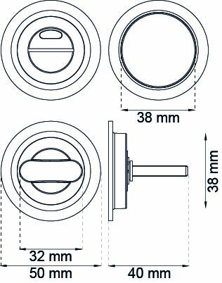 WC-BESLAG HABO SKJUTDÖRR KROM D40MM