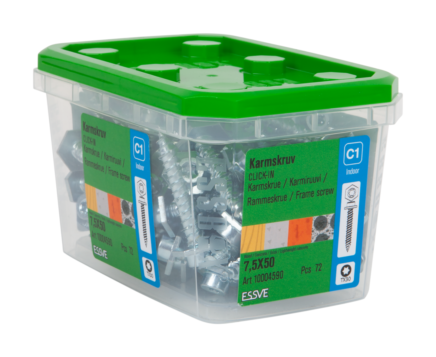 SKRUV FÖR CLICK-IN KARM HEX FZB 7,5X50 72ST