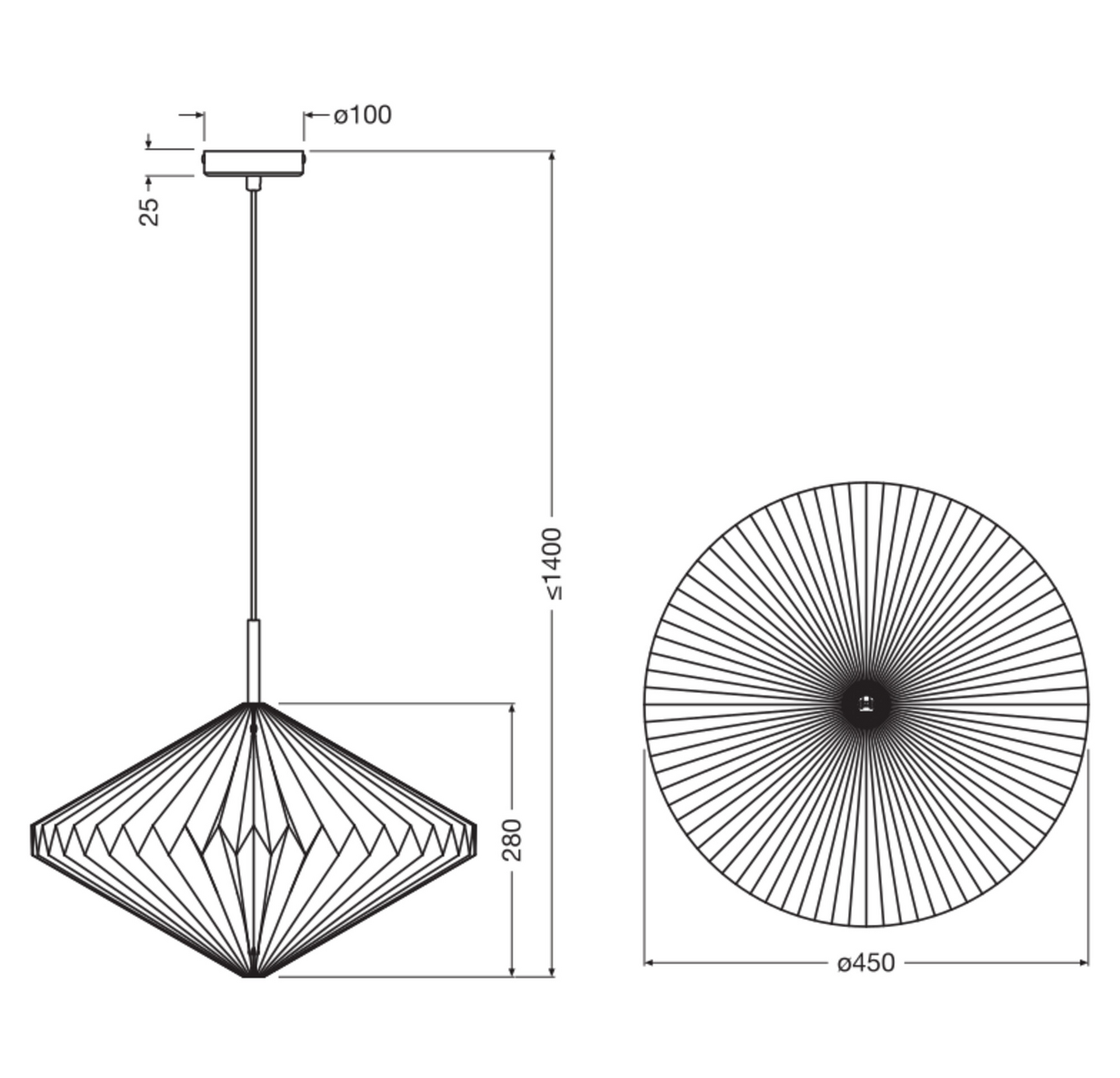 Riippuvalaisin OSRAM Decor Paper Lantern Diamond E27 valkoinen