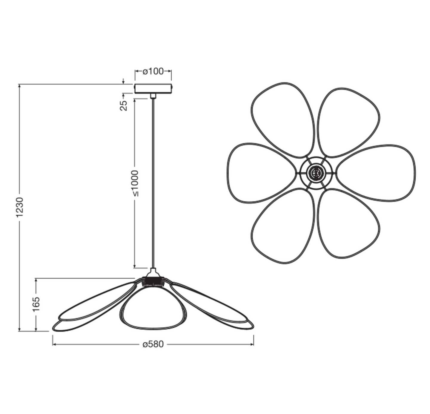 Riippuvalaisin OSRAM Decor Rattan Daisy 580mm E27 rottinki