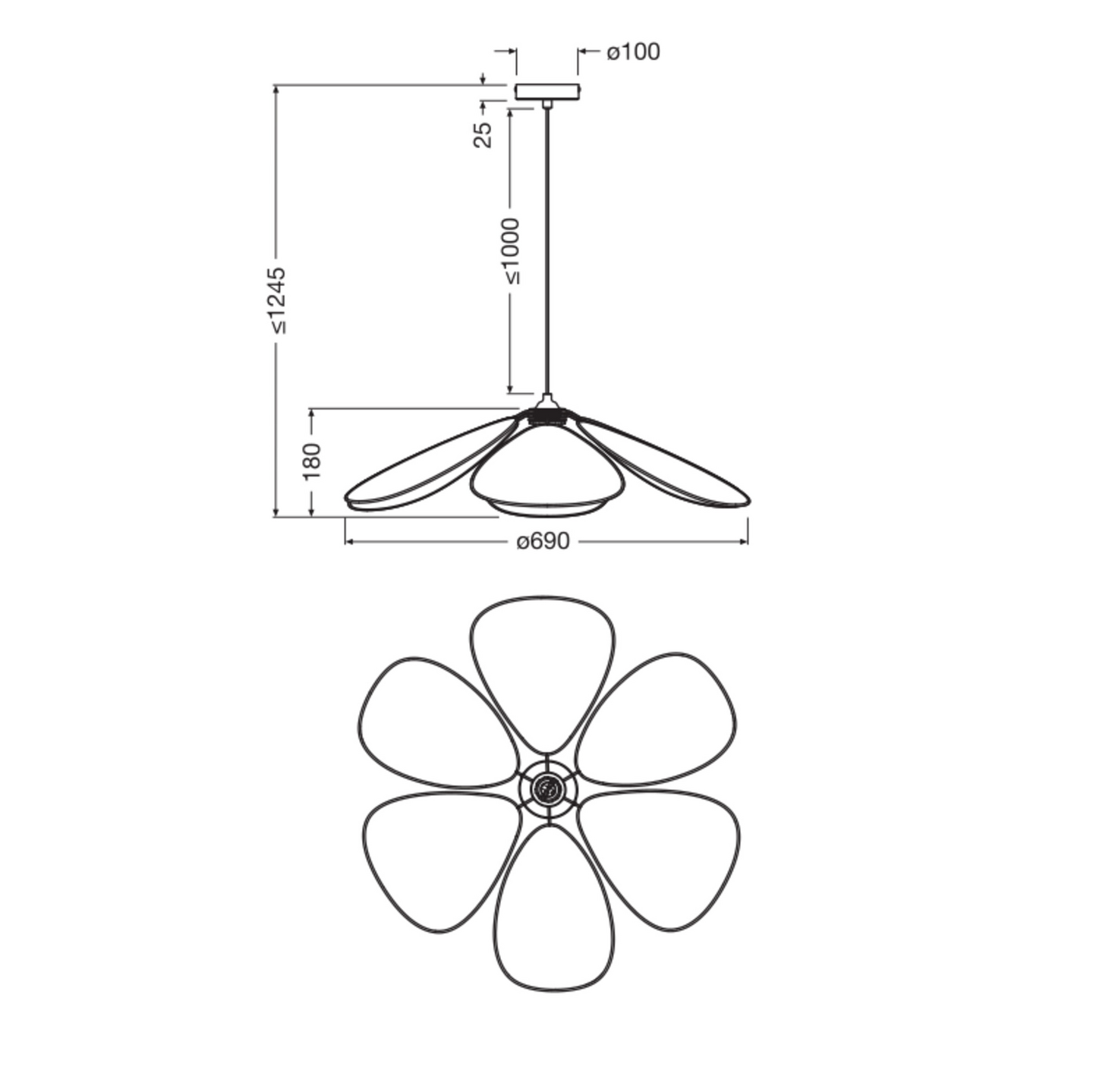 Riippuvalaisin OSRAM Decor Rattan Daisy 690mm E27 rottinki