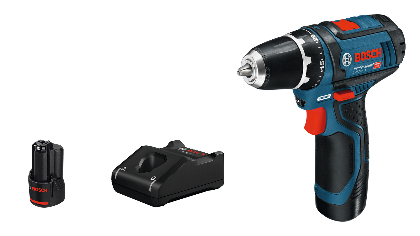 Akkuporakone Bosch GSR 12V-15 2x2,0Ah