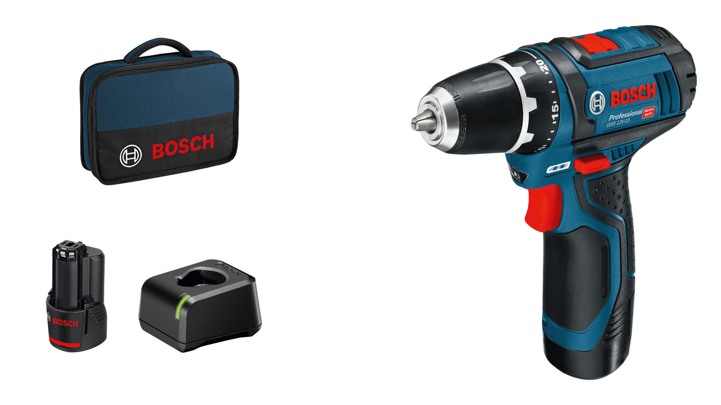 SKRUVDRAGARE BOSCH GSR 12V-15 2X2AH GAL 12V BAG