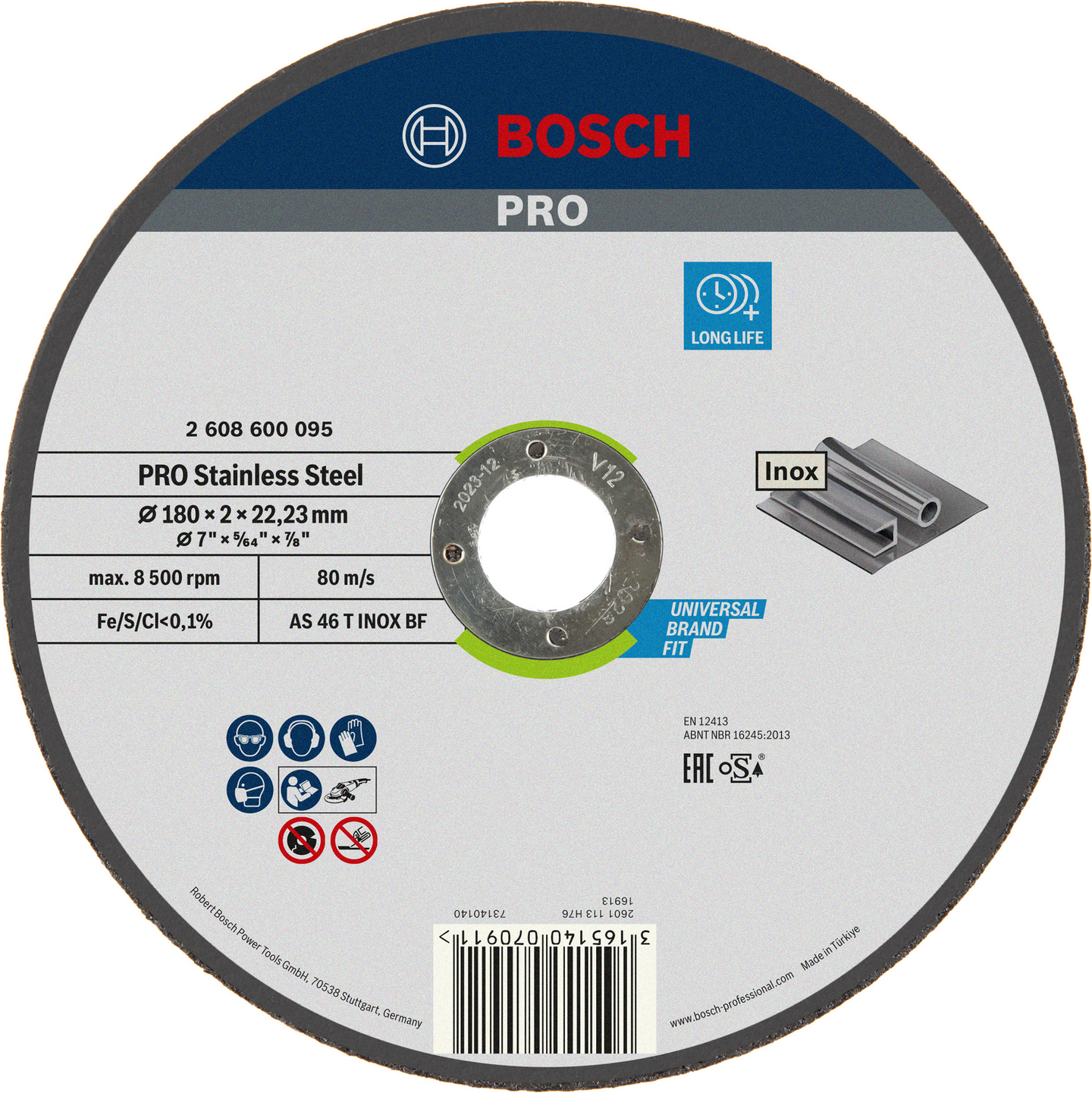 KAPSKIVA BOSCH STÅL RAK 180X2.0MM 1P