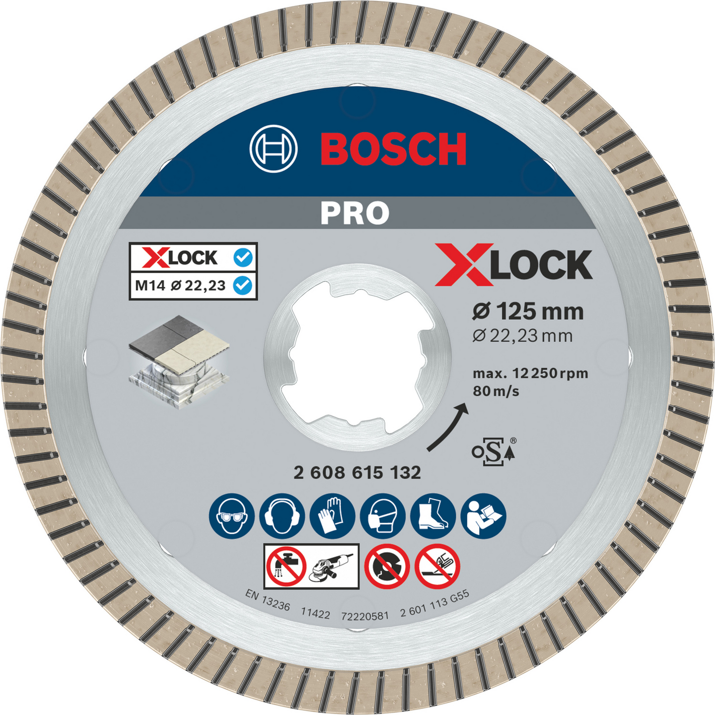 DIAMANTSKIVA BOSCH X-LOCK BEST CERAMIC-T 125MM