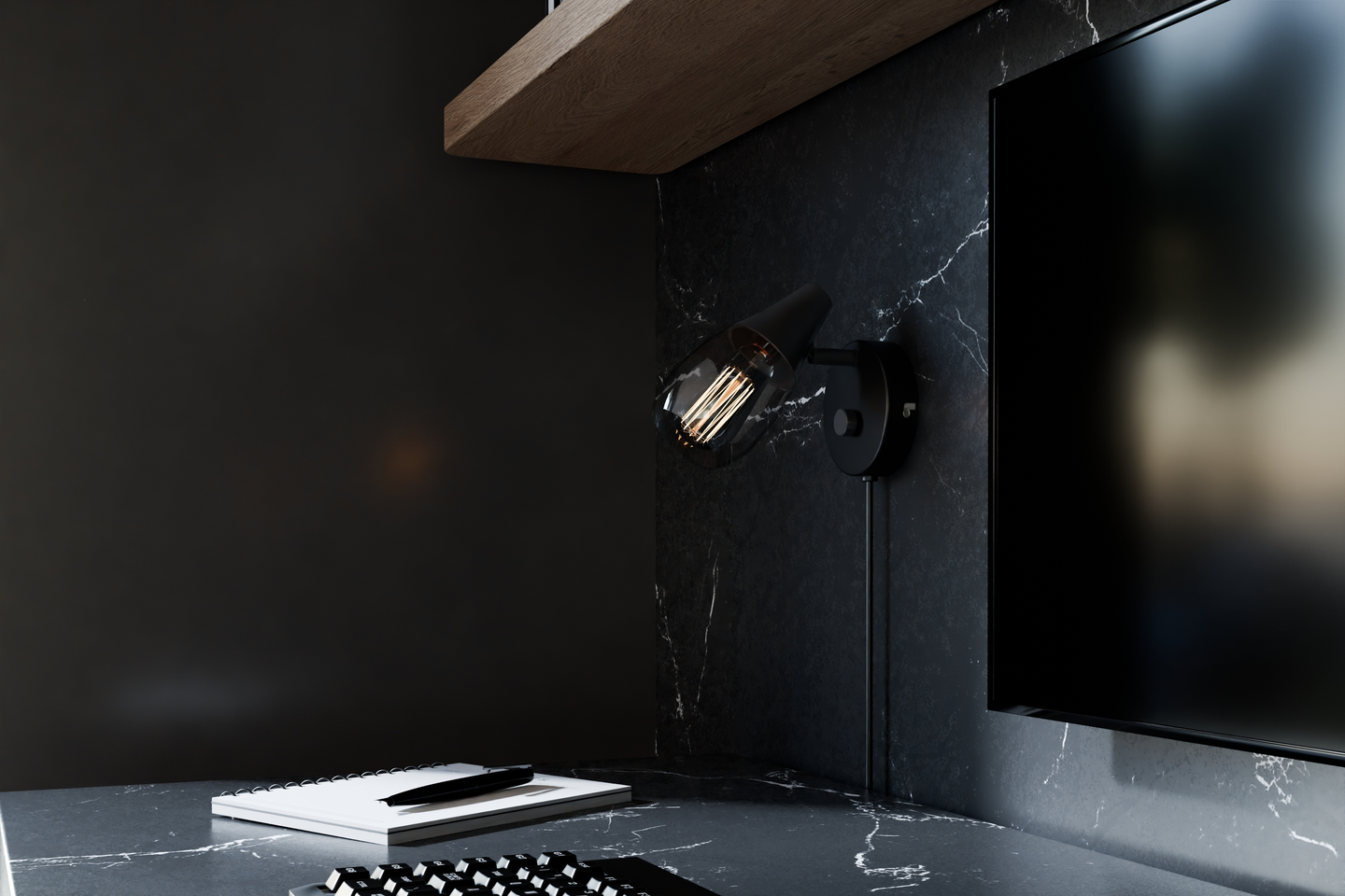 Seinävalaisin Sessak Moon musta/savu