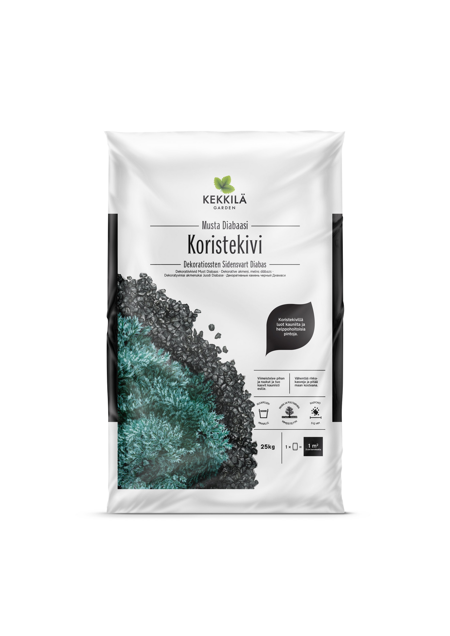 Koristekivi Kekkilä musta diabaasi 25kg