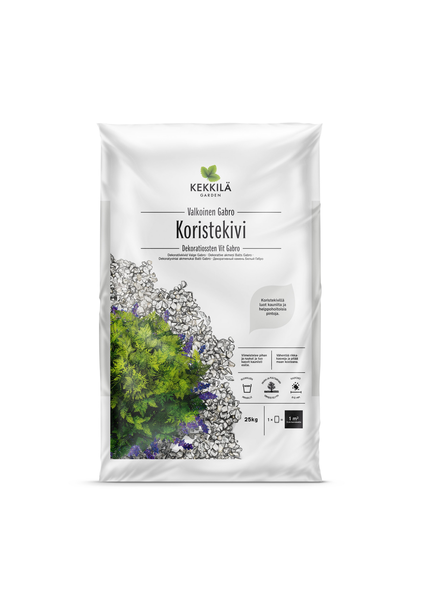 Koristekivi Kekkilä valkoinen gabro 25kg