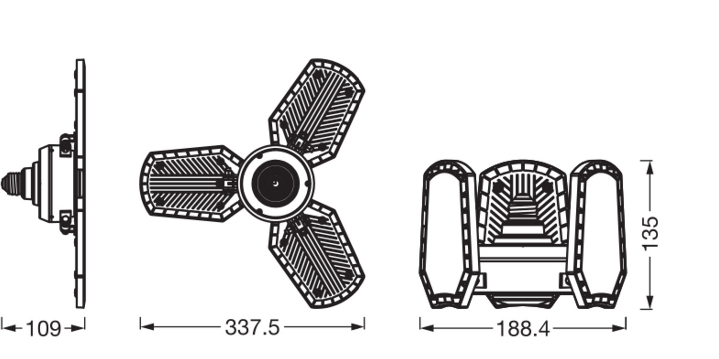 Led-lamppu OSRAM Highbay Blade 4300lm 40W 4000K E27 musta
