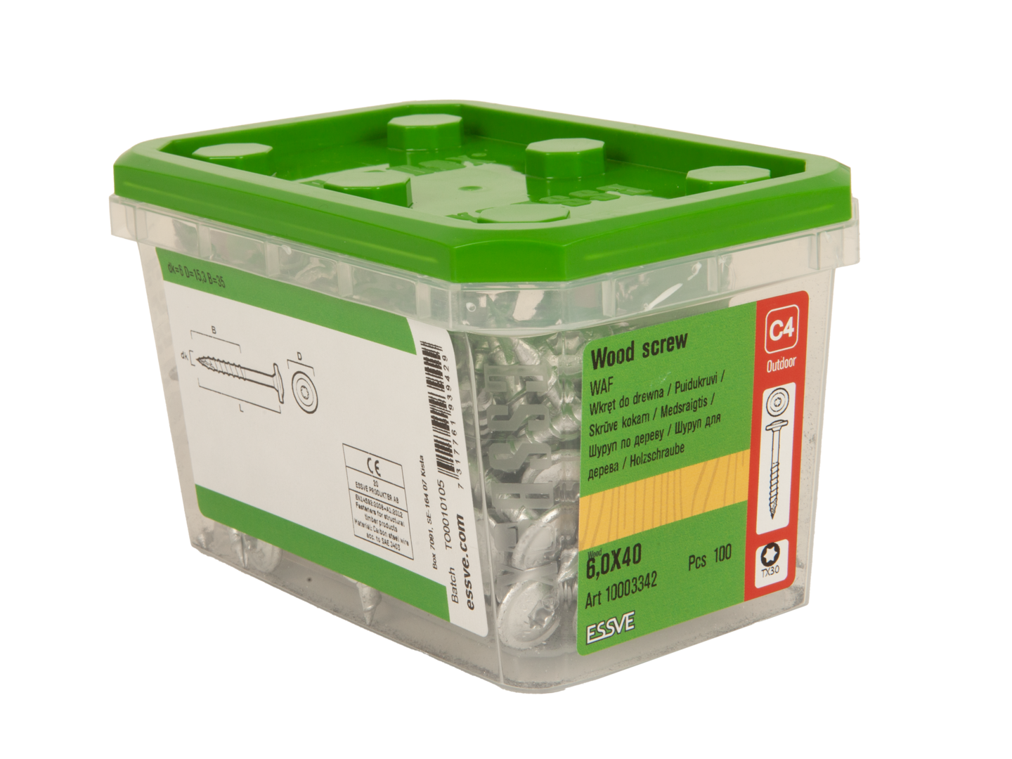 TRÄSKRUV KONSTRUKTION WAF CORRSEAL 6,0X40 100ST