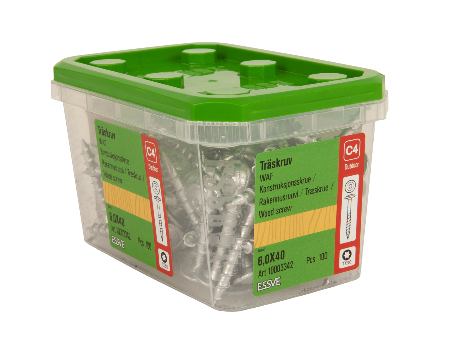 TRÄSKRUV KONSTRUKTION WAF CORRSEAL 6,0X40 100ST