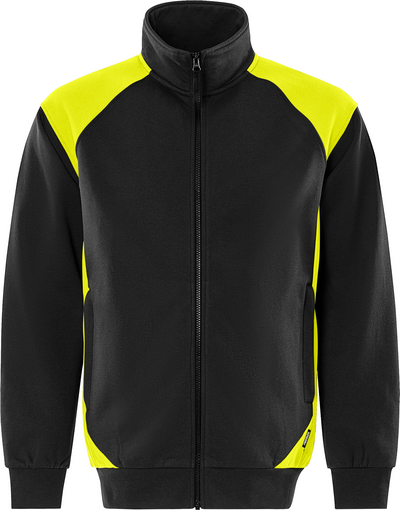 JACKA 7248 GSM SWEATSHIRT SVART/HIVIS GUL STL XS