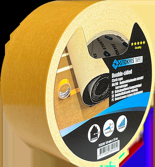 Mattoteippi Stokvis 2-puolinen extra strong 50mmx10m kangaspohjainen PC030