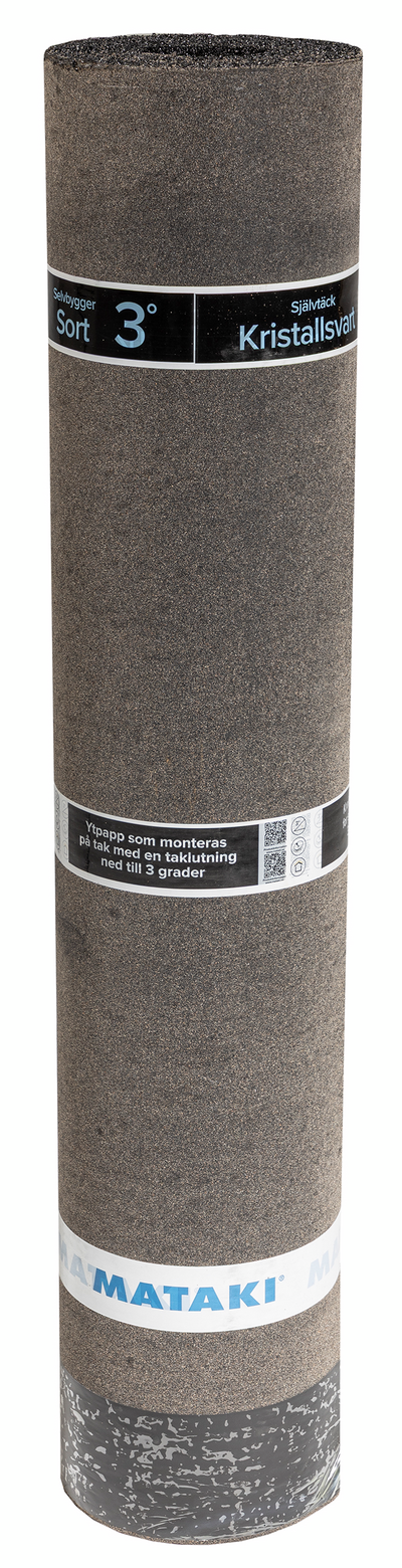 PAPP SJÄLVTÄCK 3 7X1M SVART TAKLUTN>3,6° MB180 SVART