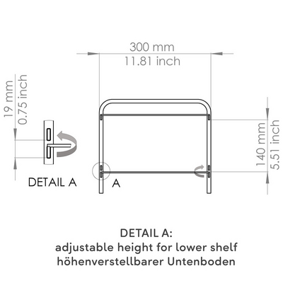 Kenkäteline LM 391 WOOD 670mm musta/puu