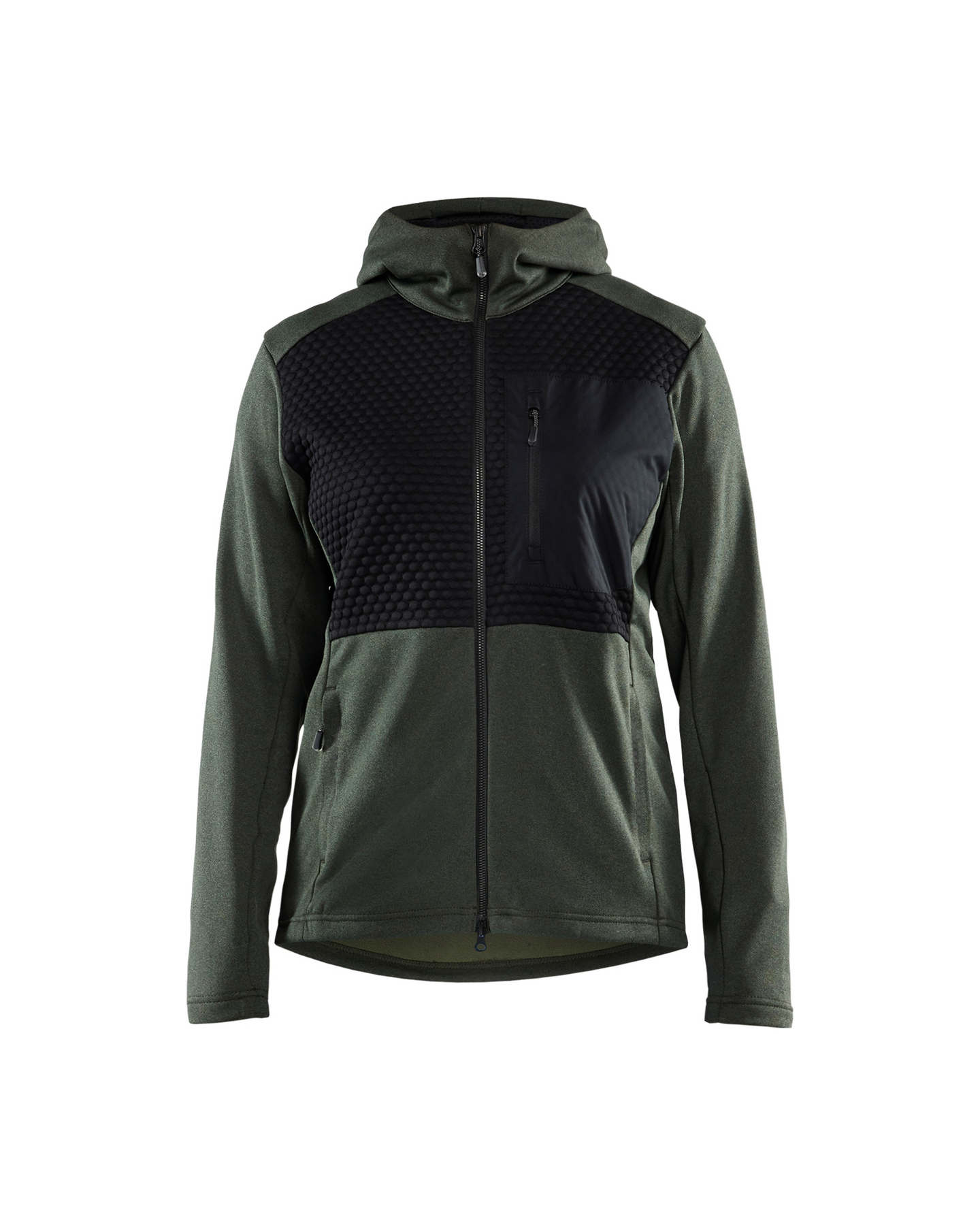 LUVTRÖJA BLÅKLÄDER 3542 DAM ZIP GR/SV L, HÖSTGRÖN/SVART FULL ZIP