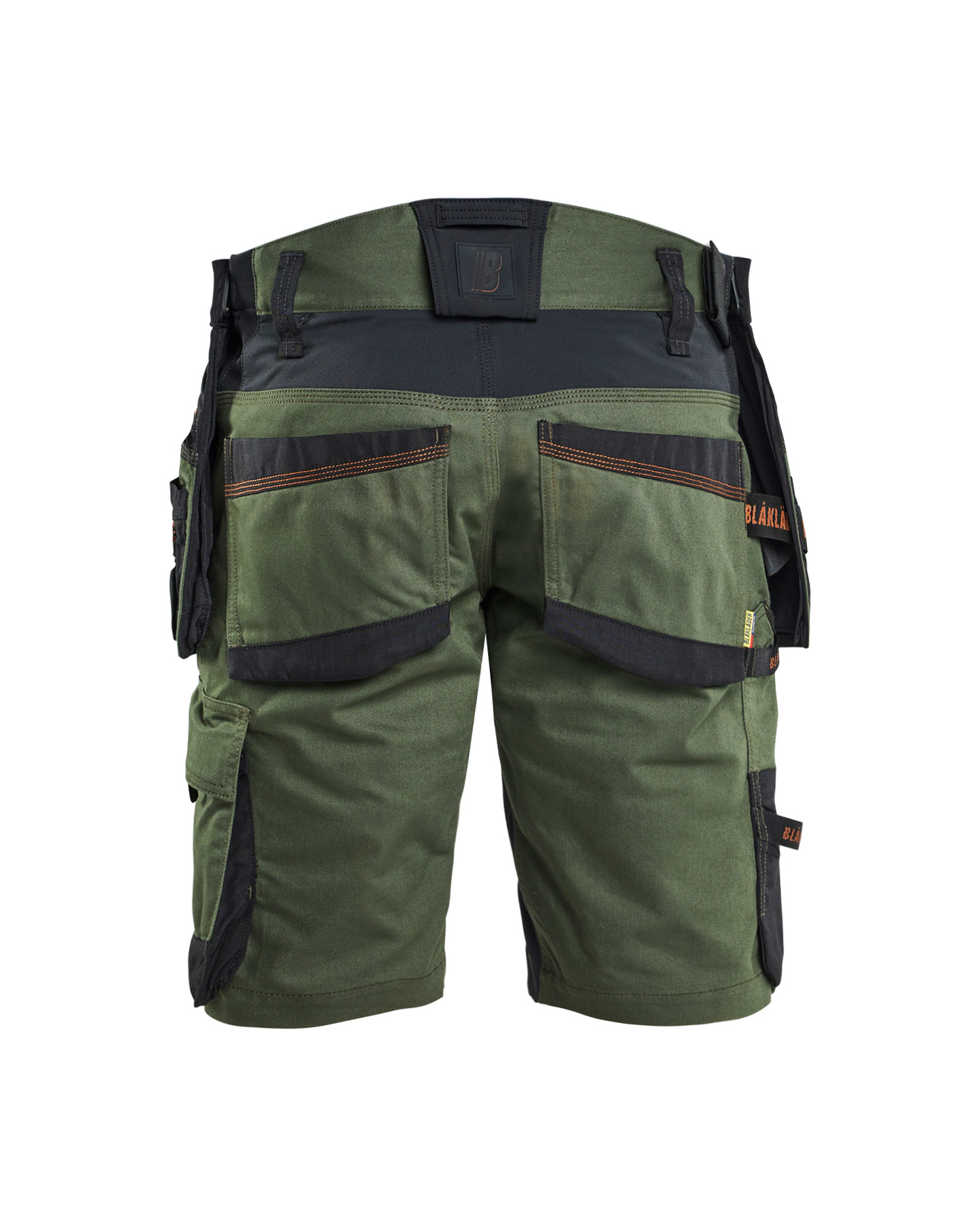 HANTVERKSSHORTS BLÅKLÄDER MED STRETCH, SKOGSGRÖN/ROST C48