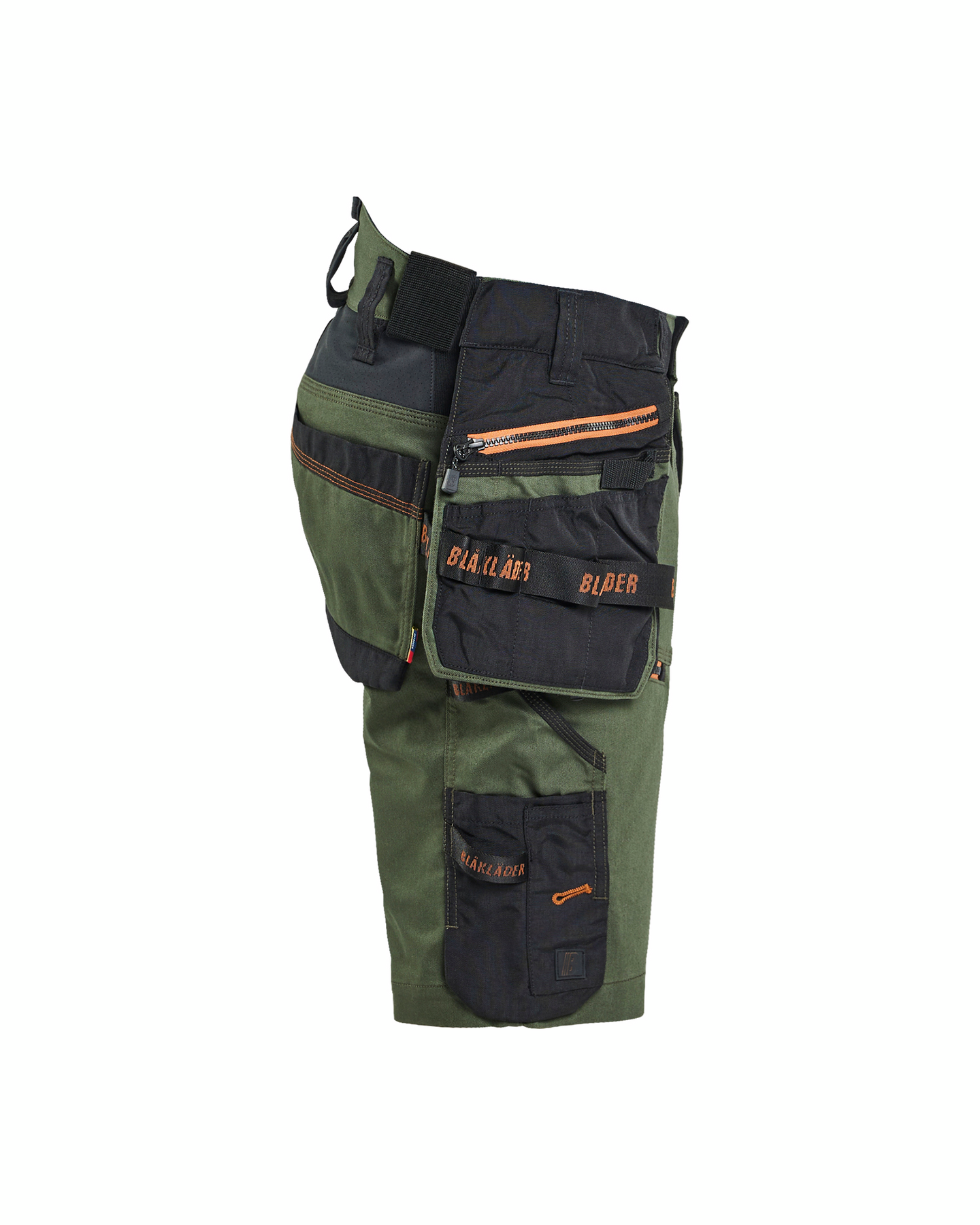 HANTVERKSSHORTS BLÅKLÄDER MED STRETCH, SKOGSGRÖN/ROST C48