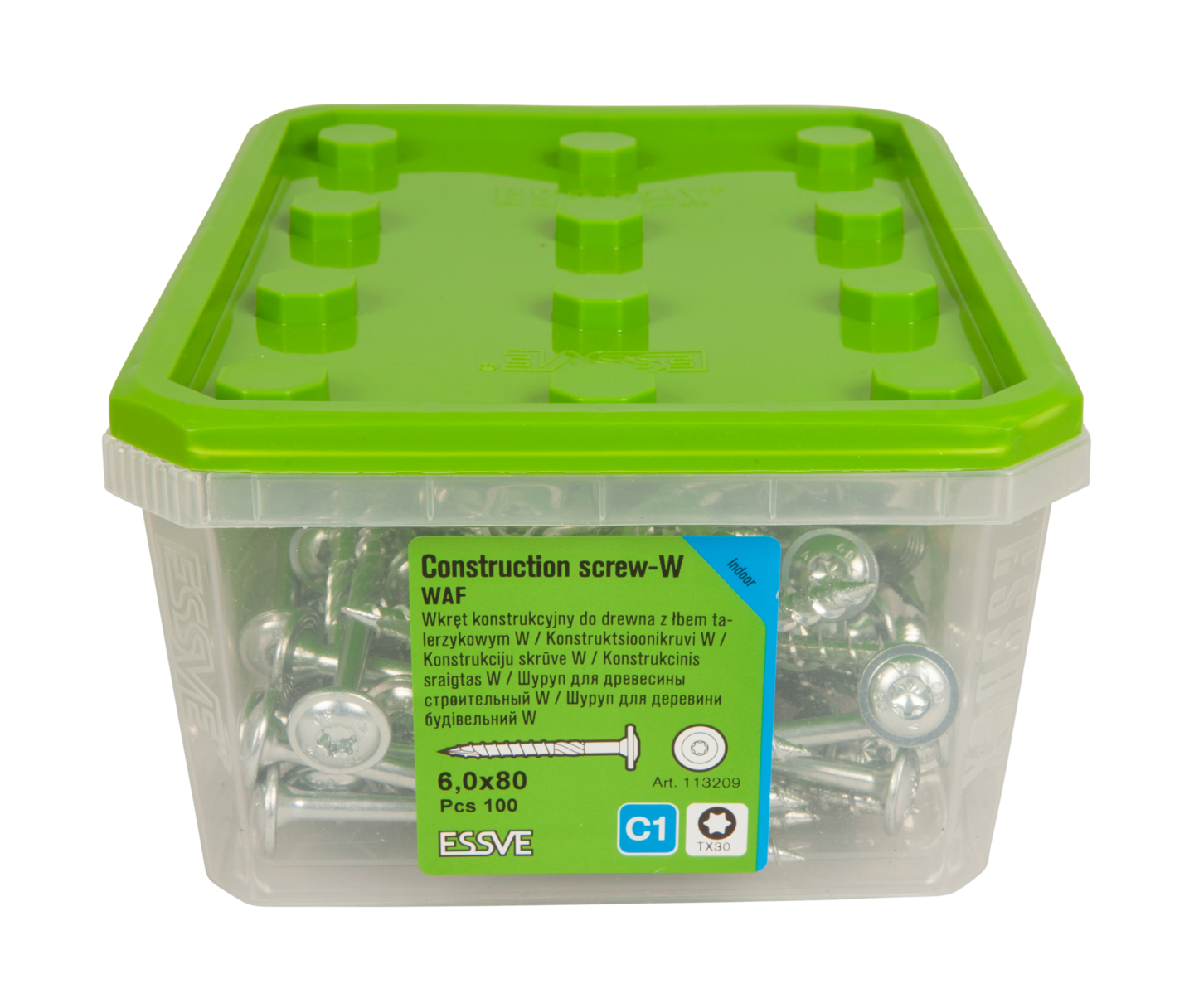 TRÄKONSTRUKTIONSSKRUV ESSVE WAF FZB 6,0X80 100ST