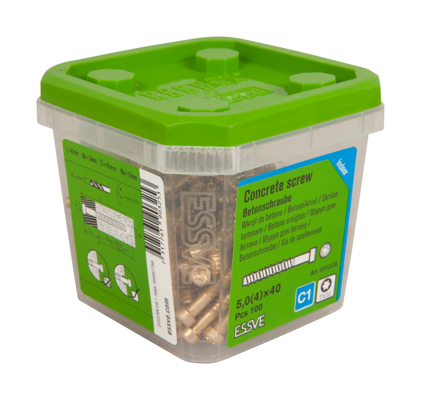 LISTBETONGSKRUV ECS-CY 5,0X40 100ST GULFÖRZINK