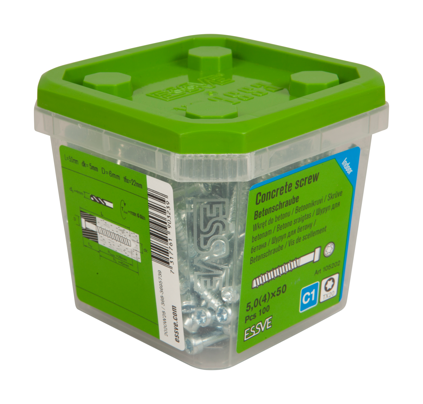 BETONGSKRUV FÖR LIST/SOCKEL ECS-CY FZB 5,0(4)X50