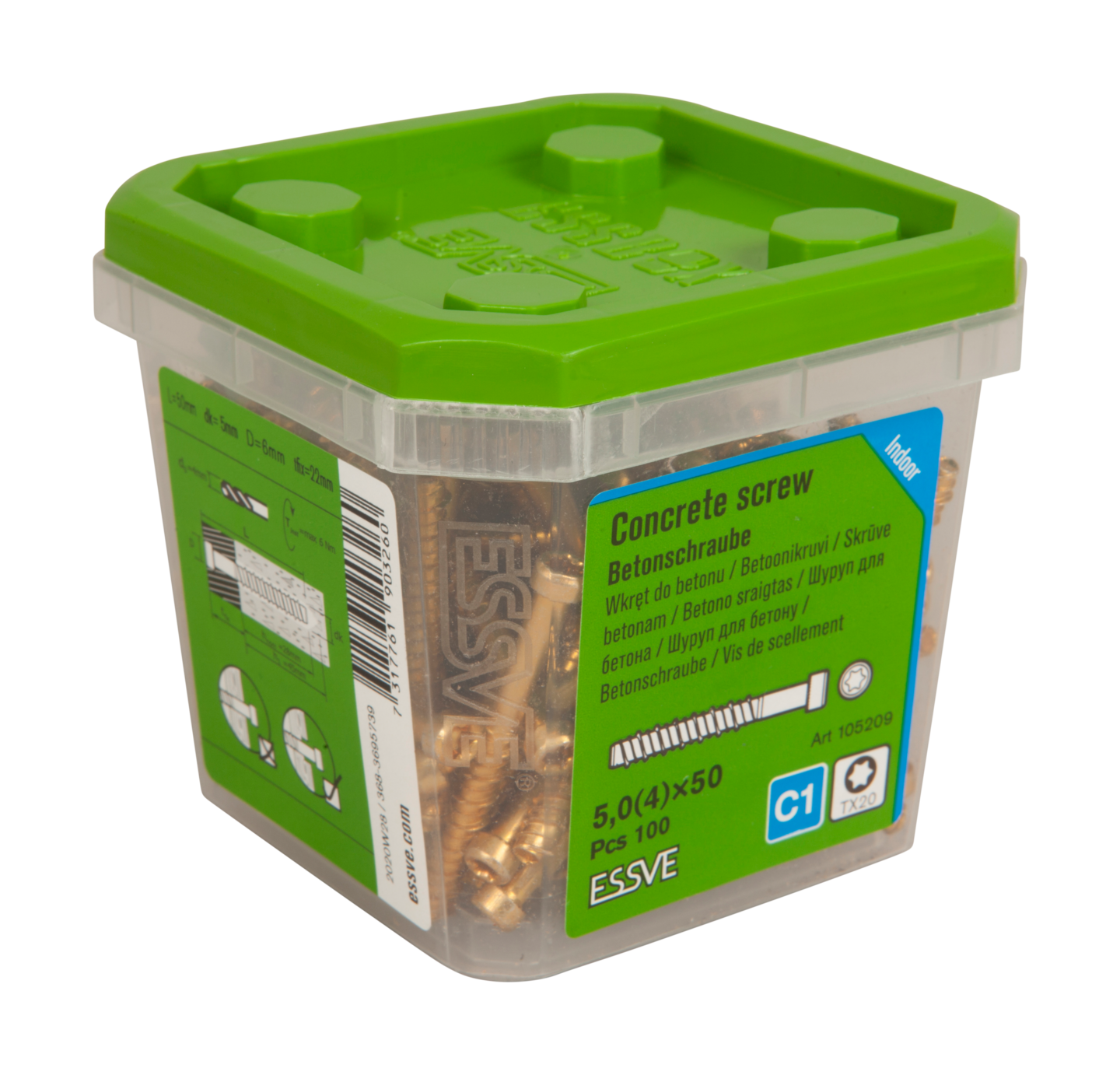 BETONGSKRUV FÖR EKLIST/SOCKEL ECS-CY GUL FZB 5,0(4)X50