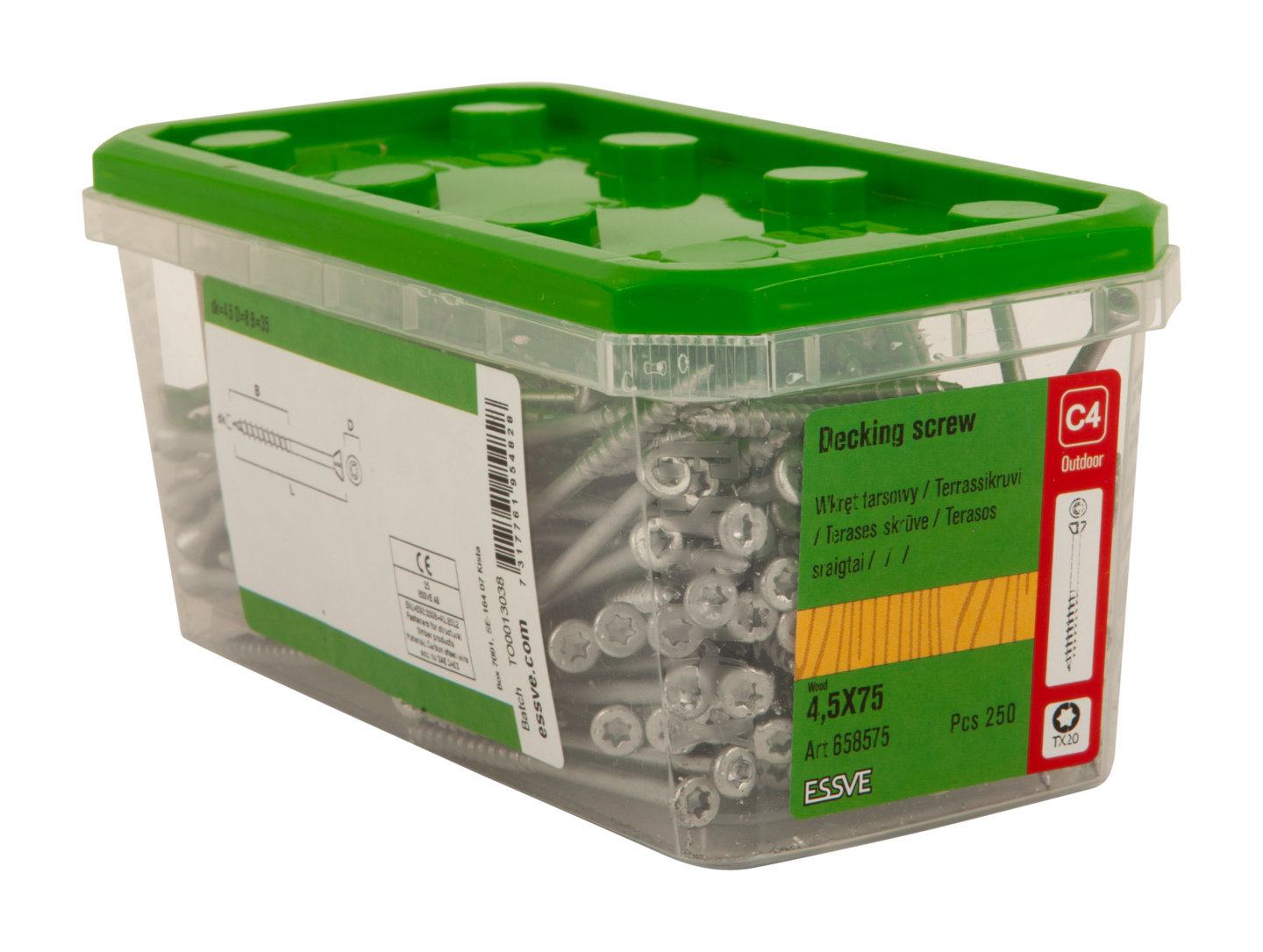 TRALLSKRUV CORRSEAL TX20 4,5X75 250ST