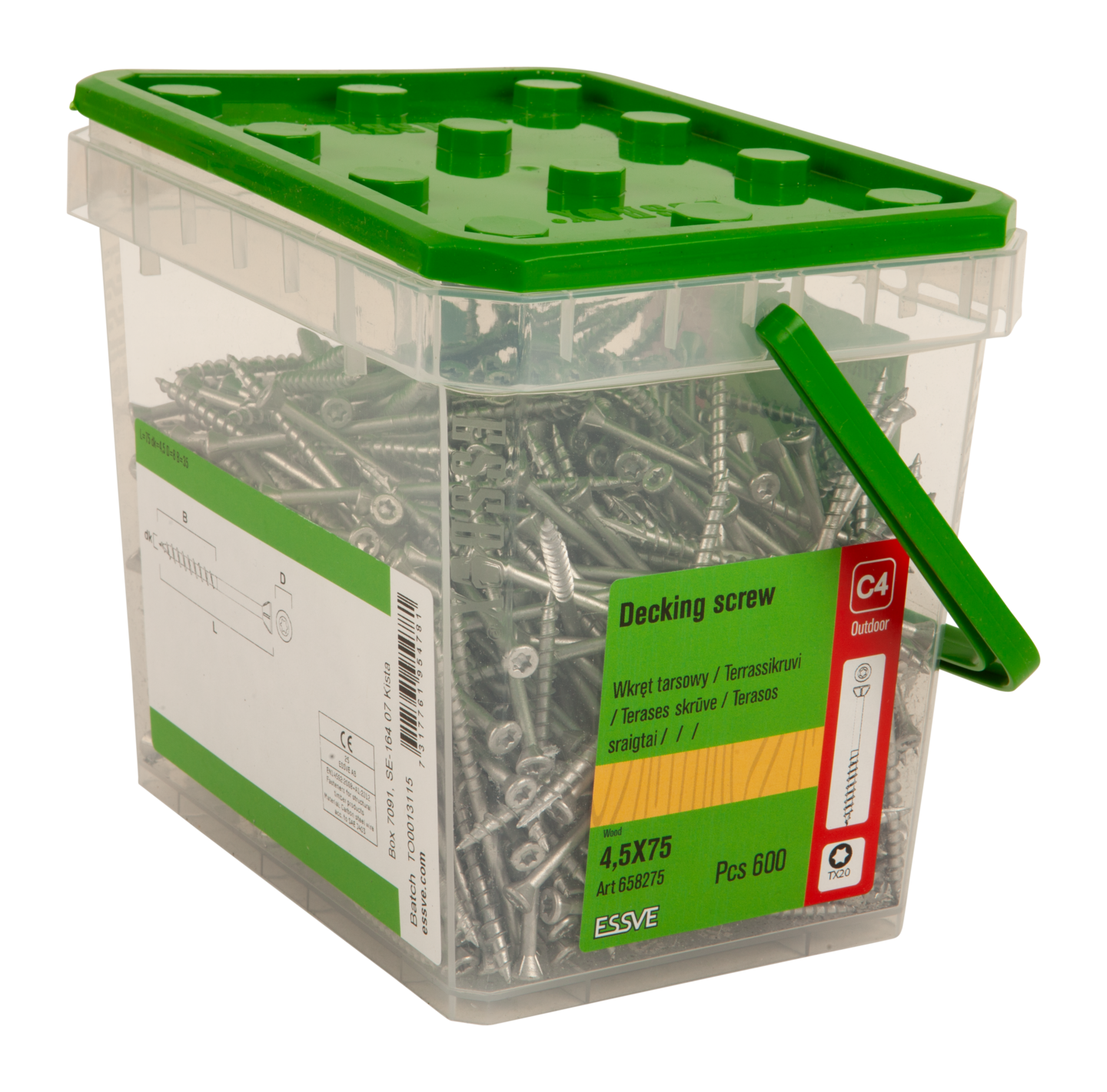 TRALLSKRUV CORRSEAL TX20 4,5X75 600ST