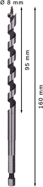 TRÄSPIRALBORR BOSCH M SEXKANTFÄSTE 8X100X160MM