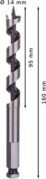 TRÄSPIRALBORR BOSCH M SEXKANTFÄSTE 14X100X160MM