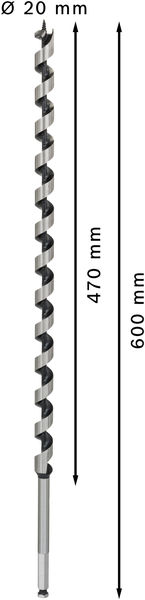 TRÄSPIRALBORR BOSCH HEX 20X470X600MM, 600MM