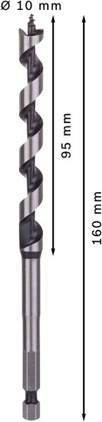 TRÄSPIRALBORR BOSCH M SEXKANTFÄSTE 10X100X160MM