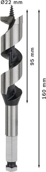 TRÄSPIRALBORR BOSCH HEX 22X100X160MM, E