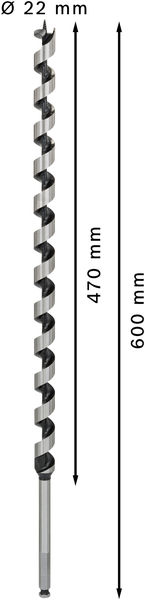 TRÄSPIRALBORR BOSCH HEX 22X470X600MM, 600MM