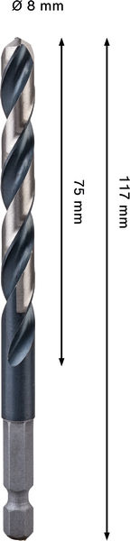 METALLBORR BOSCH HSS-G IMPACT PRO, 8,0MM