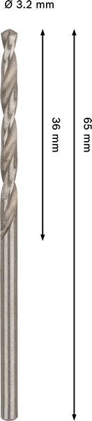 METALLBORR BOSCH HSS-G PRO 3,2X65MM, 2ST