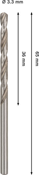 METALLBORR BOSCH HSS-G PRO 3,3X65MM, 2ST