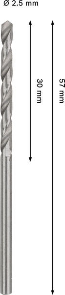 METALLBORR BOSCH HSS-G PRO 2,5X57MM, 2ST