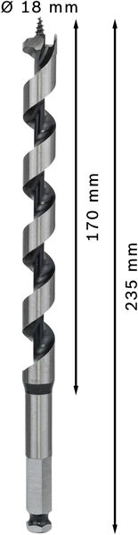 TRÄSPIRALBORR SW11 18X160X235 SEXKANTSFÄSTE BOSCH