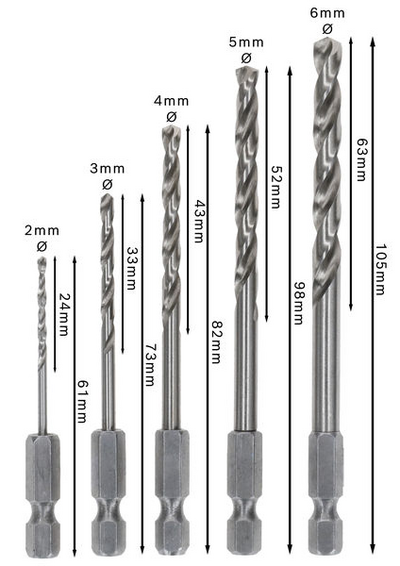 BORRSET BOSCH 1/4 6-KANT 2-6MM 5ST
