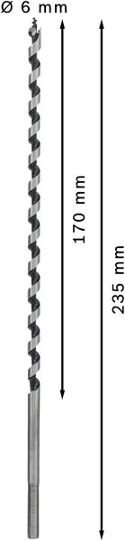 TRÄSPIRALBORR SW6 6X160X235MM SEXKANTSFÄSTE BOSCH