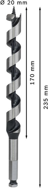 TRÄSPIRALBORR SW11 20X160X235 SEXKANTSFÄSTE BOSCH